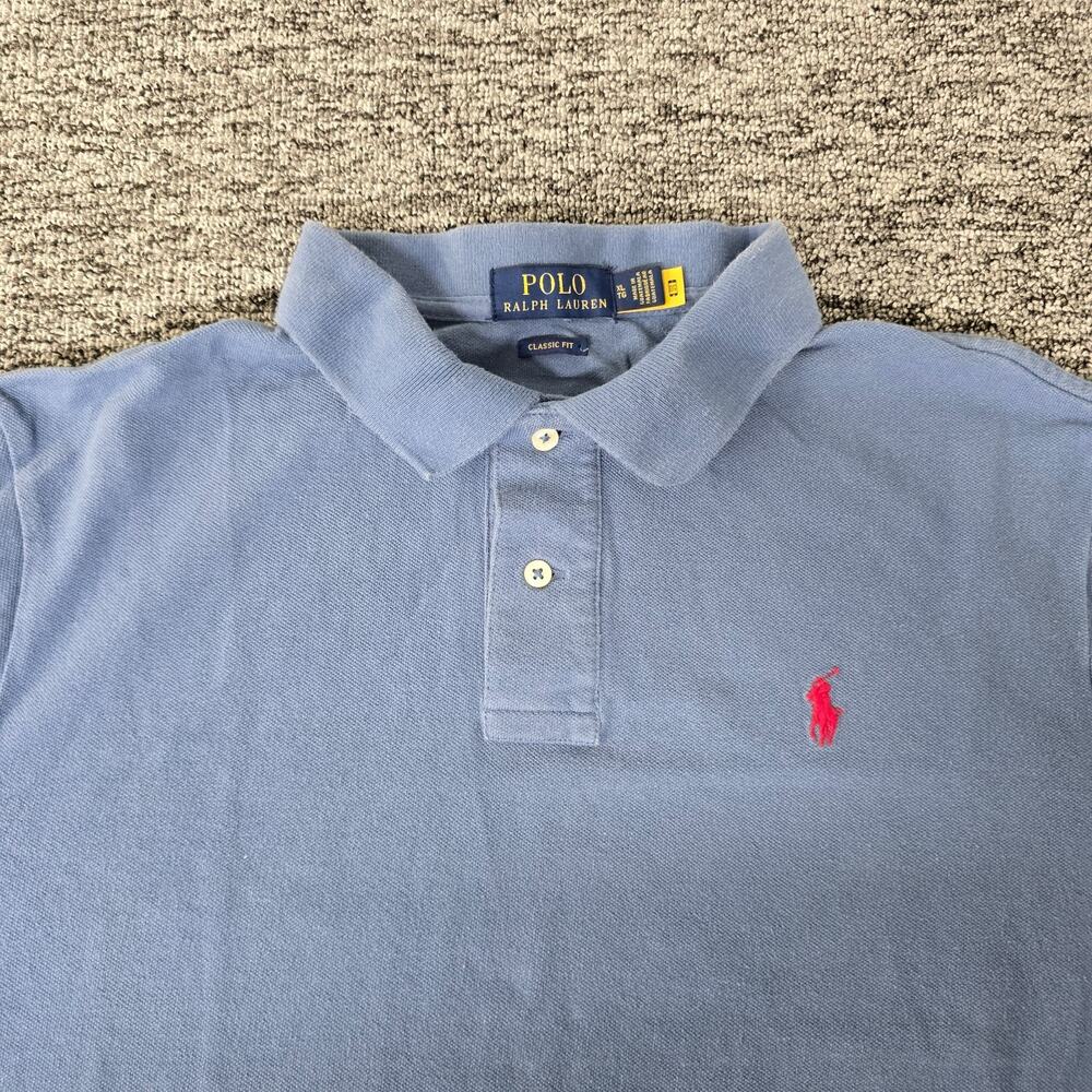 Polo Ralph Lauren Classic Fit Mesh Polo Shirt Men's XL Blue - Red Pony Logo - Picture 3 of 12